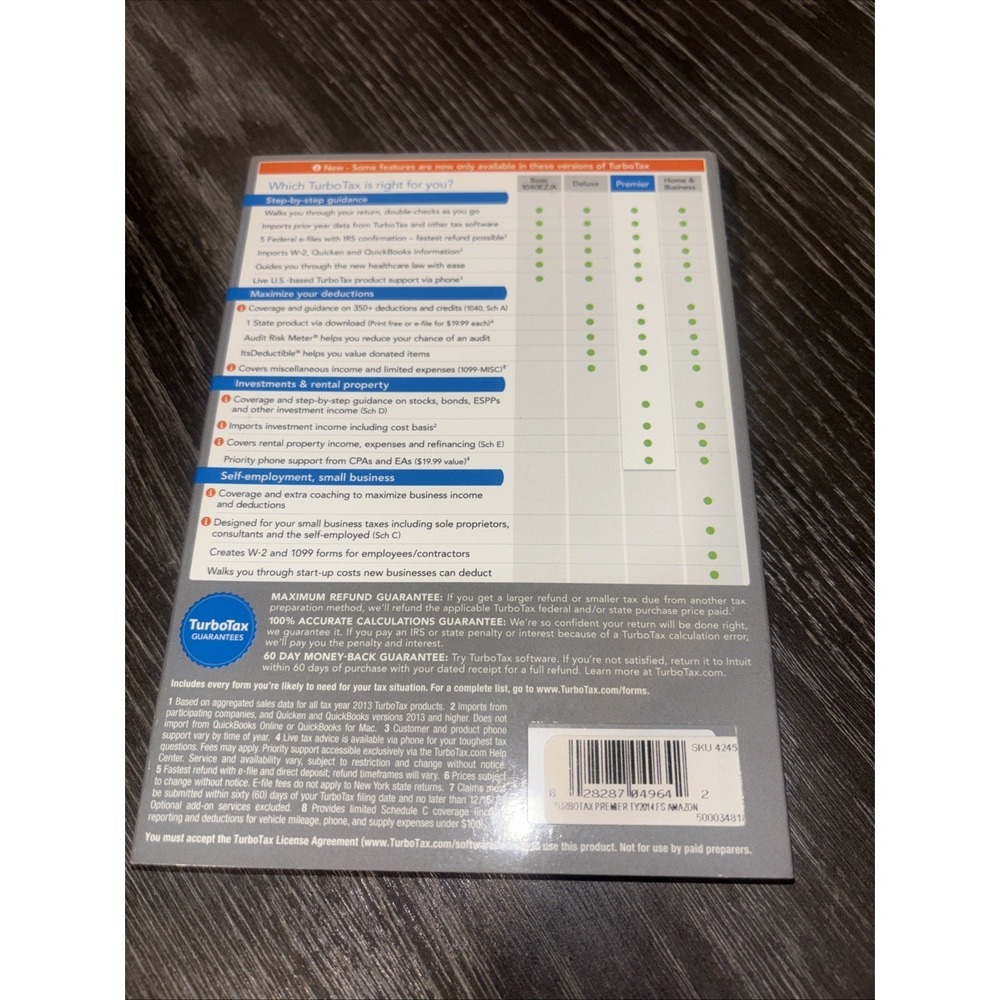 TurboTax Premier Investments & Rental Property, Federal & State 2014w/Code used - Picture 2 of 4